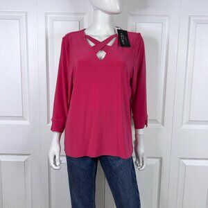 LISETTE L MTL pink 3/4 sleeve sweater large